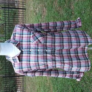 Prana Size Med pink button down long sleeve shirt top